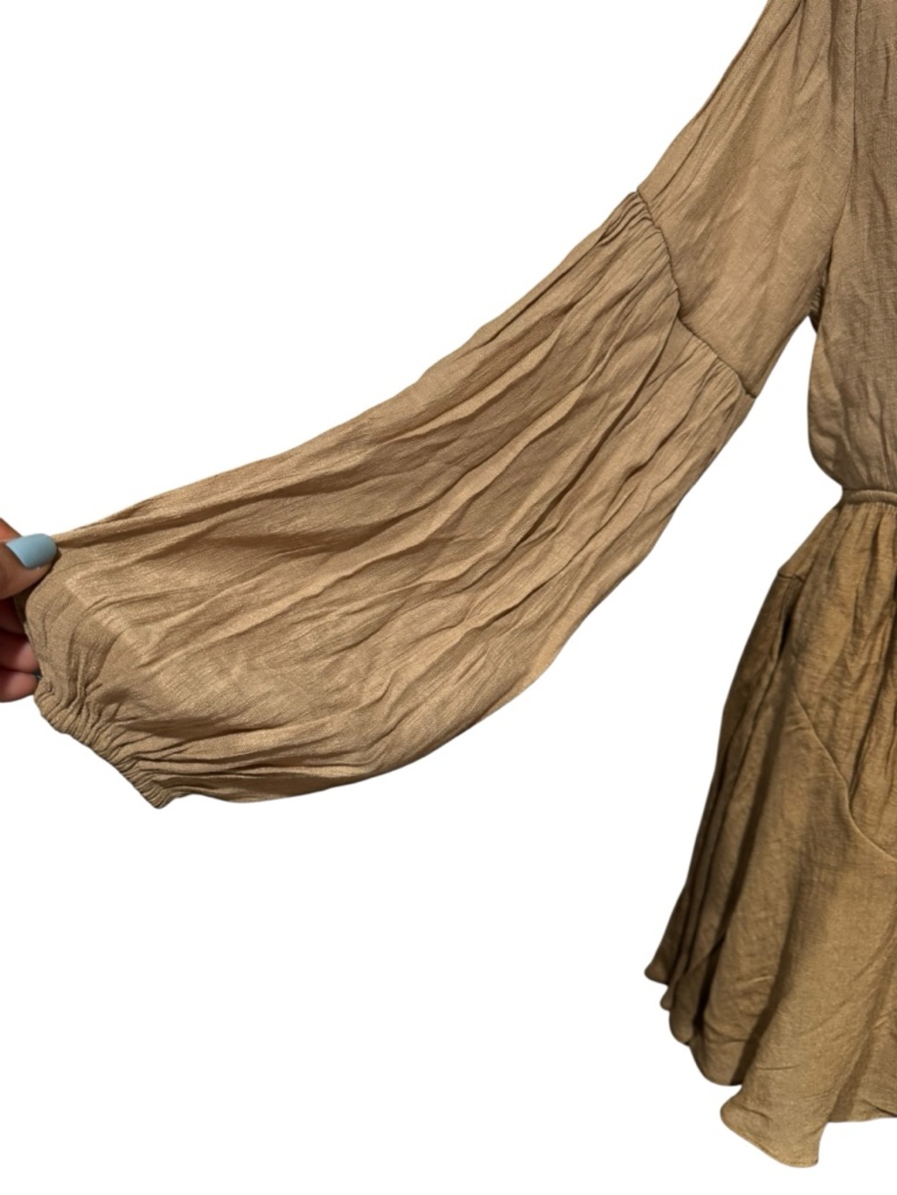 Blu Pepper Tan Long Sleeve Mini  Dress Free Culture Clothing - Picture 6 of 13